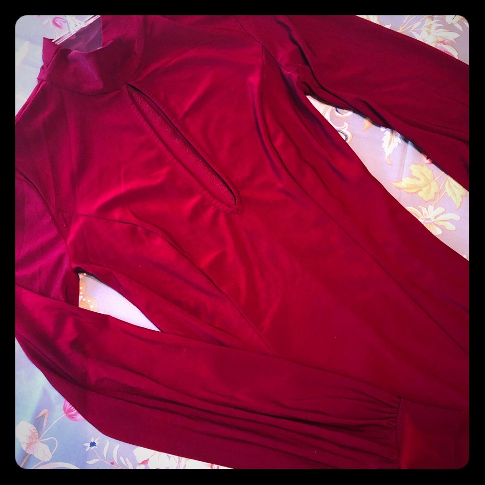 Burgundy Forever 21 long sleeve short dress